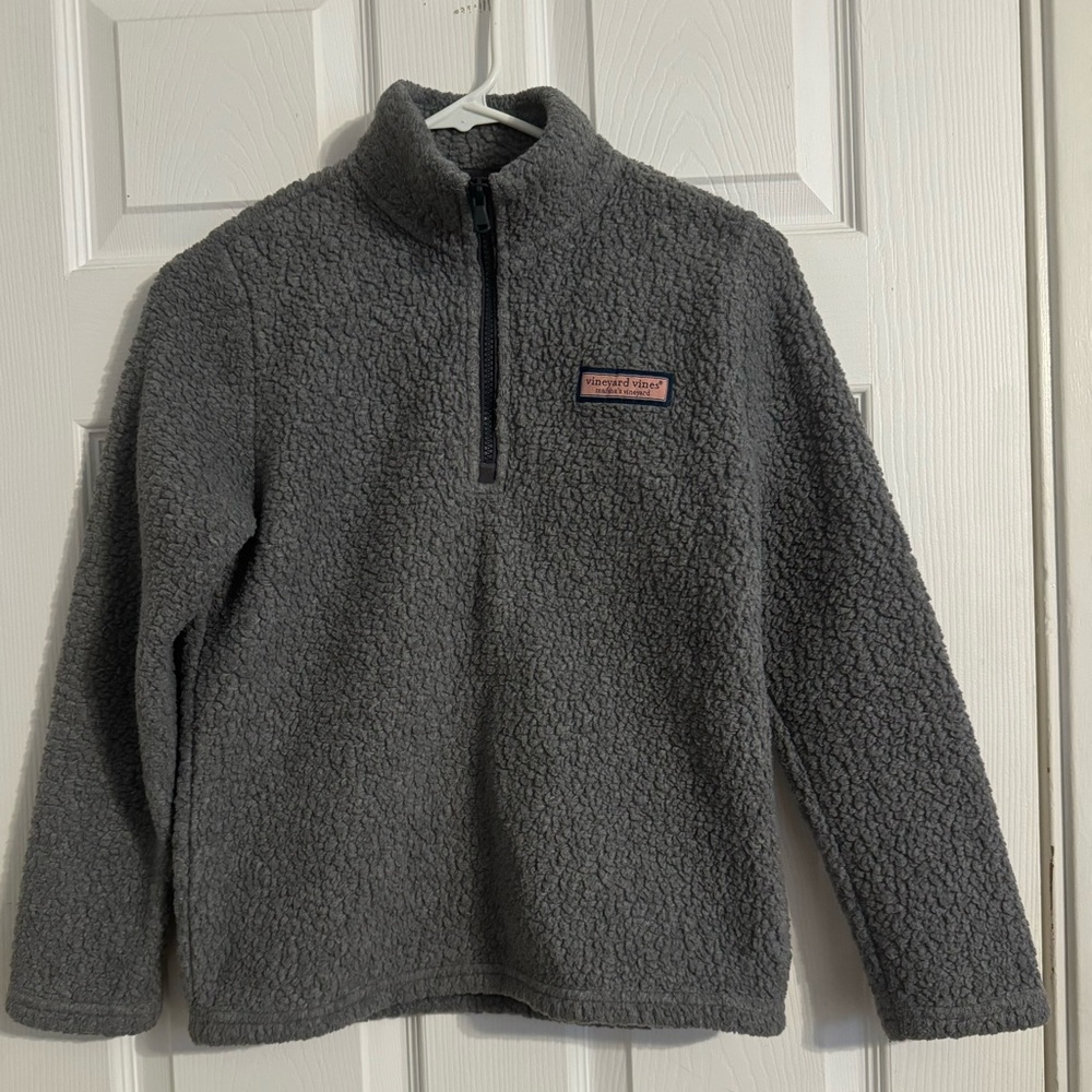 Vineyard Vines Heritage Sherpa 1/2 Zip Fleece Heather Gray Pullover.